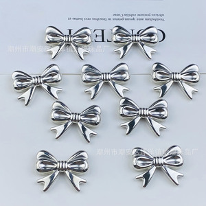 Silver Electroplated <b>Bow</b> Decorations Acrylic Women <b>Shoe</b> Accessories Summer 2025 Chaozhou Origin - Product Image 3