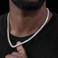 Nouveau design 2024 Collier tennis Hip Hop en argent sterling plaqué platine avec chaîne Figaro et moissanite VVS