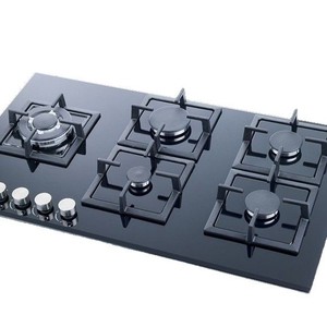 Table de cuisson à gaz encastrable KITCHENS à quatre brûleurs, 60 cm, surface noire en verre, protection anti-extinction de flamme - Product Image 3