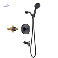 Système de douche noir haute pression avec robinet de douche pluie et bec de baignoire