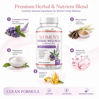 Capsules de bien-être à base de plantes pour femmes OEM avec agripaume, cohosh noir, vitamine B6, complément nutritionnel pour femmes