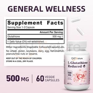 CHTNature OEM cilt bakım takviyesi l-glutatyon 500mg/60 kapsül L glutatyon kapsülleri - Product Image 3