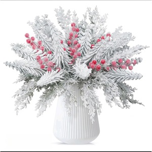 Artificial Pine Needle Christmas Decoration Wreath Norfolk Soft Rubber Rattan Wall Hanging Holiday Decor 20cm - Product Image 1