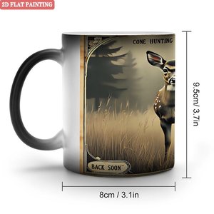 Mug en céramique noir givré de 11 oz, tasse magique changeant de couleur, utilisation quotidienne, design sensible à la chaleur - Product Image 1