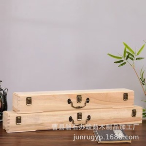 Boîte de rangement rectangulaire en bois massif pour calligraphie et peinture, personnalisable pour rouleaux et éventails, fabriquée au Shandong - Product Image 2