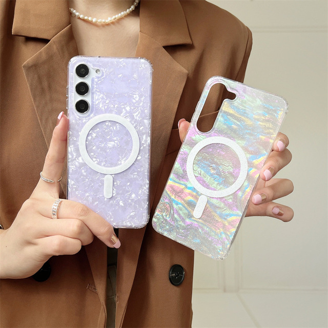 Dazzling Shell Print Mobile Phone Cover Magnetic Shockproof Phone case for Samsang S22Plus S23Ultra S22 S23