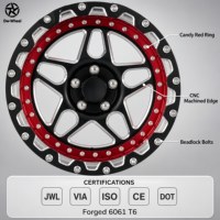 Jantes Beadlock 5 branches noir mat pour Muscle Car, 16, 17, 18 pouces, personnalisées, en alliage 6061 T6, vente en gros, directement de l'usine, compatibles avec les Muscle Car