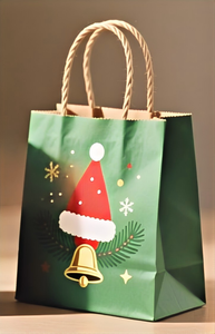 Bolsa de Regalo Navideña Personalizable de Papel Kraft Marrón Ecológico con Asa de Cuerda de Algodón, Color y Tamaño Personalizados, Impresión Serigráfica - Product Image 2
