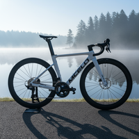 Vélo de route en carbone et aluminium 700C, 24 vitesses, freins à disque hydrauliques, jeu de roues en carbone, 7,8 kg, guidon en carbone, vélo de course pour adultes