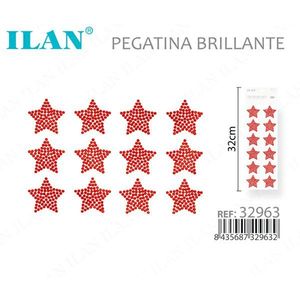 Adesivo Stella Glitterata ILAN 32cm Rosso Decorativo - Product Image 3