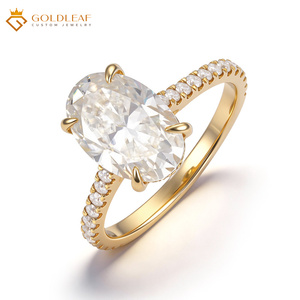 Anillo de Compromiso de Oro de 10K, 14K y 18K con Diamante Cultivado en Laboratorio DEF CVD HPHT de 0.3CT a 2.5CT, Corte Ovalado, Certificado IGI, para Mujer - Product Image 1