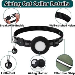 Hot Selling personal isierte Airtag reflektierende Nylon <span class=keywords><strong>Cat</strong></span> Cute <span class=keywords><strong>Collar</strong></span> Schutzhülle für kleine Trainings hunde und Katzen - Product Image 6