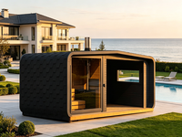 Ruang Sauna Hibrida Luar Ruangan Mewah Modern Kayu Cemara Bak Mandi Air Panas Berpemanas Kayu Villa Pemandangan Panorama Multifungsi Ramah Lingkungan Komputer