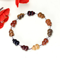 Bracelet à une seule brinche avec breloque gourde Duobao et entretoises à perles rondes
