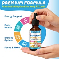 Complément d'acide folique OEM pour enfants, gouttes liquides d'acide folinique avec méthylcobalamine, citrate de zinc, vitamines B6 et C pour la concentration cérébrale et la santé cellulaire