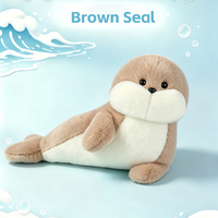 Coussin en peluche personnalisé en forme de phoque marron, oreiller animal marin doux et apaisant, cadeau d'anniversaire