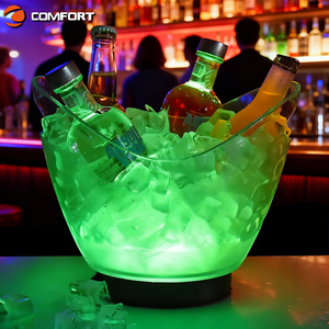 Seau à glace LED rechargeable en acrylique <span class=keywords><strong>4L</strong></span> avec logo personnalisé professionnel pour bar, club, vin, champagne, service VIP, seau à glace transparent - Product Image 1