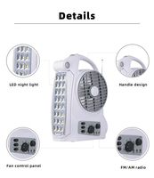 Changhong kipas AC/DC 5 inci isi ulang Usb kipas Mini Radio FM/AM dengan lampu lipat LED 24 buah