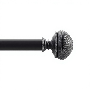 Antique Spherical <b>Finial</b> <b>Curtain</b> Pole Accessory Traditional Style Black Finish - Product Image 1