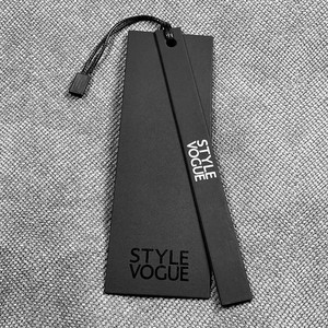 Chất Lượng Cao Sang Trọng In Ấn Dập Kết Cấu Giấy Nhãn Tái Chế May Mặc Màu Đen Treo Thẻ Đu Thẻ Cho Quần Áo - Product Image 6