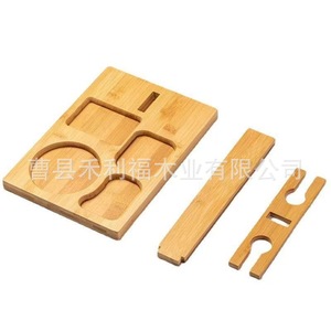 Support à vin de bureau en bambou 7,87x7,75 pouces, plateau multifonctionnel porte-gobelets pour les fêtes - Product Image 3