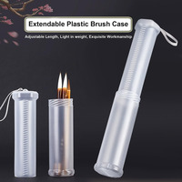 LISI Étui de rangement en plastique durable translucide extensible extra long pour pinceaux d'artiste, avec cordon de transport pour calendrier