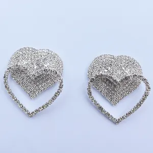 Tùy Chỉnh Rhinestone Núm Vú Bao Gồm Mạ Kim Loại Tái Sử Dụng Dính Hình Học Pha Lê Vú Ngực Pasties