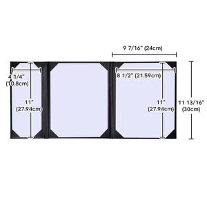 Protège-menus en cuir PU 8,5x11 po (2 pages) et 4,25x11 po (demi-page) avec coins biseautés pour listes <span class=keywords><strong>de</strong></span> vins, bars à café, pubs et hôtels - Product Image 5