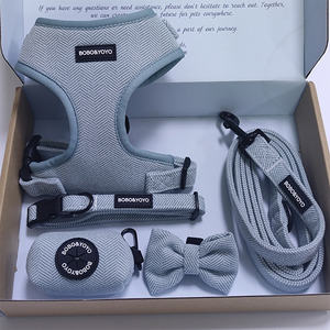 卸売りメーカー高級カスタムロゴサマーパーソナライズプルなしツイードペット犬用ハーネスリードカラーセットロゴ付き - Product Image 1