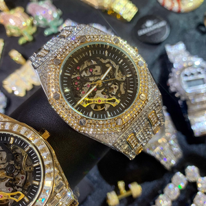 Đồng hồ đeo tay nam cơ khí cao cấp đính đá Cubic Zirconia sang trọng, tự động, mặt kim cương, đồng hồ Moissanite - Product Image 2