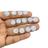Pierres précieuses rondes en pierre de lune naturelle, taille brillant, avec iridescence, pour la création de bijoux