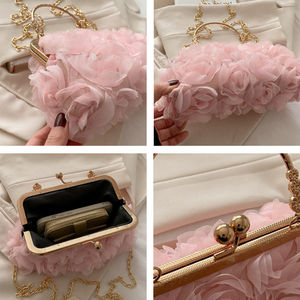 Borse a <span class=keywords><strong>tracolla</strong></span> per cena da donna con fiori di rosa borsa a <span class=keywords><strong>tracolla</strong></span> elegante a catena da donna semplici borse per <span class=keywords><strong>telefono</strong></span> femminili - Product Image 5