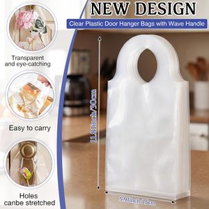 Sacs à suspendre à la porte 6x12 pouces en plastique transparent avec poignée ondulée pour activités promotionnelles - Product Image 2