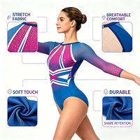 Justaucorps de gymnastique à manches longues, une pièce, style artistique rythmique personnalisé, tenue de sport pour enfants et adolescentes, vêtements d'entraînement