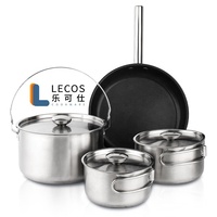 Perlengkapan pabrik Hiking Aksesori memasak panci masak kapasitas besar baja tahan karat panci masak berkemah dengan tutup dan pegangan lipat