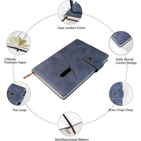 Carnet de notes A5 en cuir PU avec logo personnalisé, couverture rigide, agenda, journal, bloc-notes avec stylo pour le bureau
