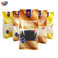 Sachet d'emballage alimentaire personnalisé à fond plat, imprimé, pour farine de maïs/manioc/blé, transparent en PE, recyclable, avec fermeture éclair