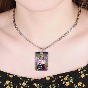 Latest Model Exquisite Jewelry Family Rectangular Necklace Custom Photo Memory Picture Pendant