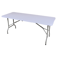 Table pliante en plastique HDPE blanc de 6 pieds (180 cm) pour stand de foire commerciale ou de vente ambulante