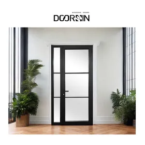 Modern Design Aluminum French Exterior Doors Main Entry For Apartments Front Entry