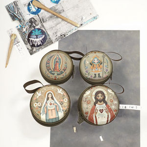 7,5cm 13 Muster Christlich-Orthodoxe Rosenkranz-Tasche Böhmischer Stil Letterpress-Bedruckt Tragbar - Product Image 2