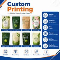 Sachet refermable personnalisé en aluminium écologique, résistant à l'humidité, de qualité alimentaire, pour poudre de matcha et café