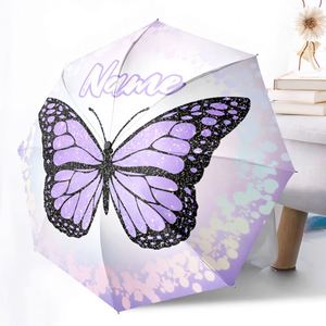 1 Parapluie Pliant Personnalisé Papillon Violet Sans MOQ, Cadeau Floral Personnalisé, Impression UV, Commande Unique, Paraguas Personalizado - Product Image 4