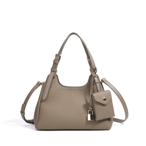 Borsa a <span class=keywords><strong>Tracolla</strong></span> in Pelle da Donna, Borsa in Vera Pelle di Vacchetta con Mini Pochette Staccabile e <span class=keywords><strong>Tracolla</strong></span> Regolabile - Product Image 1