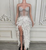 Schwarzer Schwan Diamant-Feder Partykleid Erwachsenen-Modell Laufsteg Trendiges Sexy Kleid Geburtstag Luxuriöses Abendkleid