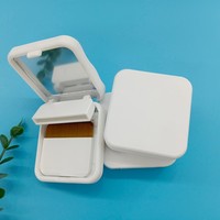 Boîte de fond de teint vide avec pinceau, étui compact portable, contenant de poudre de maquillage rechargeable, emballage de beauté de voyage, vente en gros