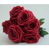 Rote Rose künstliche Blumen Real Touch Plastiks trauß von Rosen für Home Bridal Wedding Party Tisch dekoration