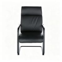Chaise de bureau exécutive élégante en cuir noir avec accoudoirs rembourrés rétractables et base en métal cantilever élégante