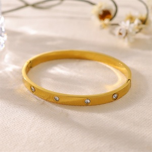 Fine Minimalist Jewelry Luxury Gold Stainless Steel <b>Bracelets</b> Zircon <b>Bangle</b> <b>Bracelets</b> for Women - Product Image 4