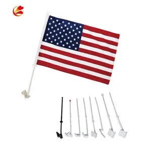 Car Flag With Flagpole Mount - 19" Flag Pole Fixed Window Clip Mount For Most Vehicle Window